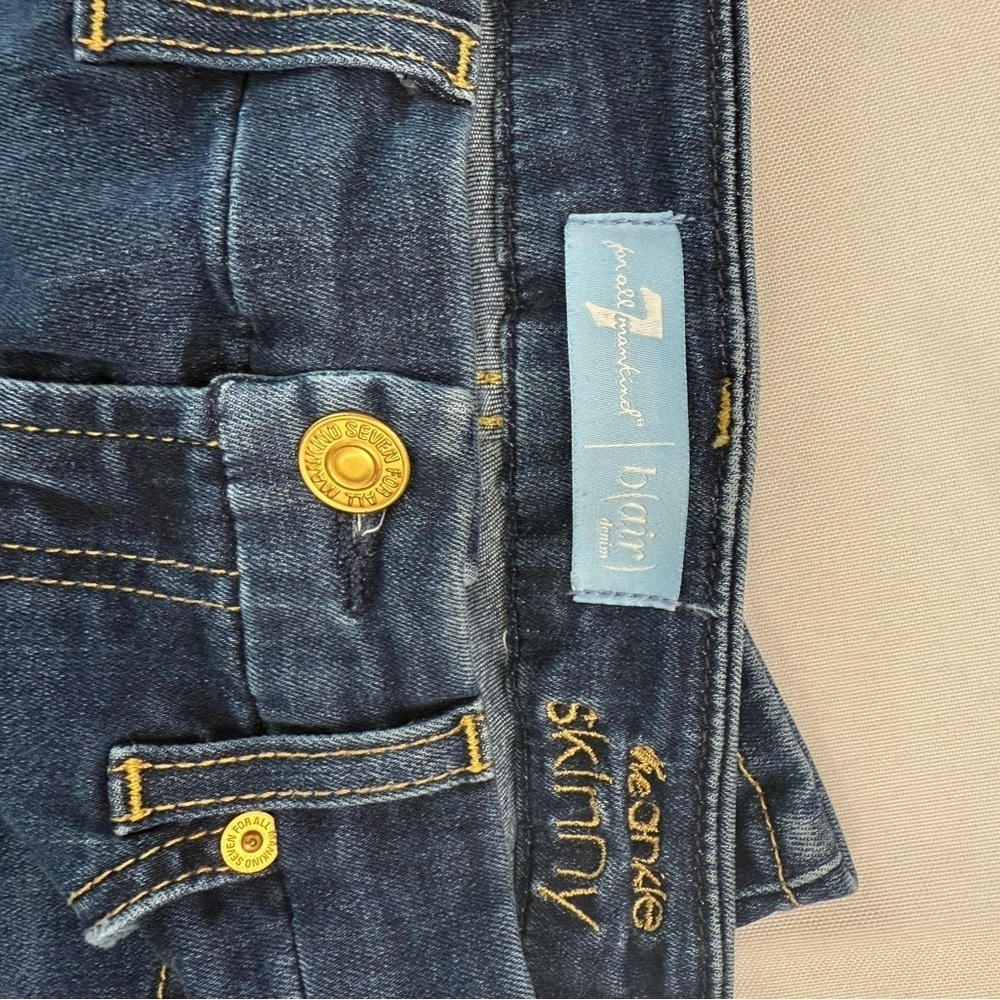 7 For All Mankind Blue Skinny Jeans with Classic Indigo Hue - Picture 7 of 9